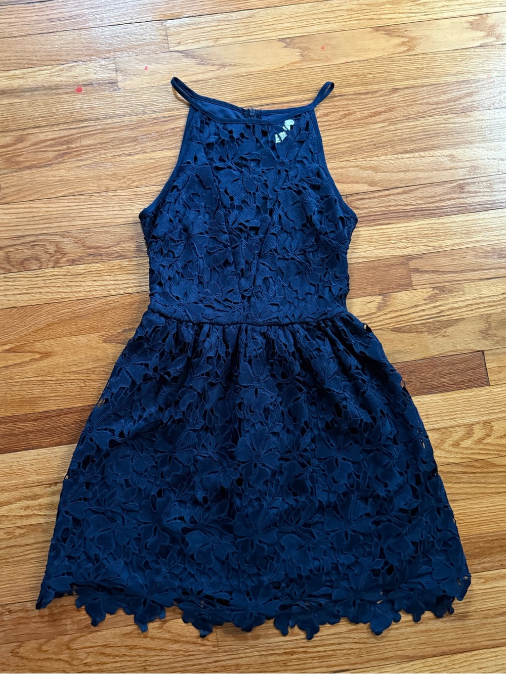 Bar III Navy Lace Fit & Flare Skater Dress | XS | Cocktail & Wedding Guest Dress